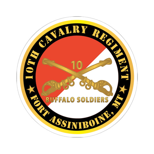 Kiss-Cut Stickers - Army - 10th Cavalry Regiment - Fort Assiniboine,  MT - Buffalo Soldiers w Cav Branch