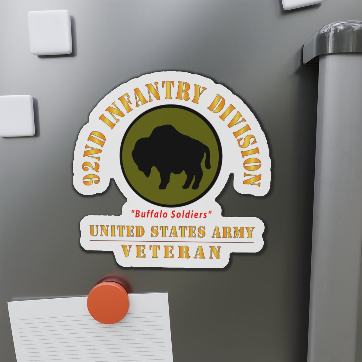 Die-Cut Magnets - Army - SSI - 92nd Infantry Division - Buffalo Soldiers - US Army Veteran X 300