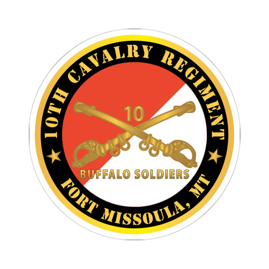Kiss-Cut Stickers - Army - 10th Cavalry Regiment - Fort Missoula,  MT - Buffalo Soldiers w Cav Branch