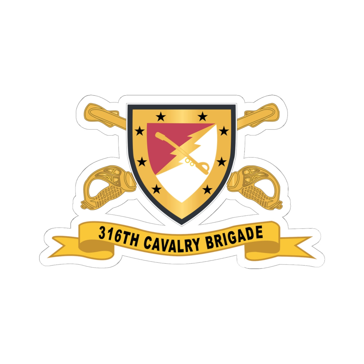 Kiss-Cut Stickers - Army  - 316th Cavalry Brigade - SSI w Br - Ribbon X 300