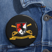 Load image into Gallery viewer, Custom Pin Buttons - 11th Armored Cavalry Regiment - SSI w Br - Ribbon X 300
