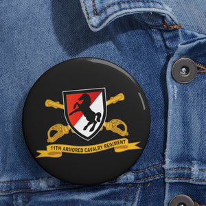 Custom Pin Buttons - 11th Armored Cavalry Regiment - SSI w Br - Ribbon X 300