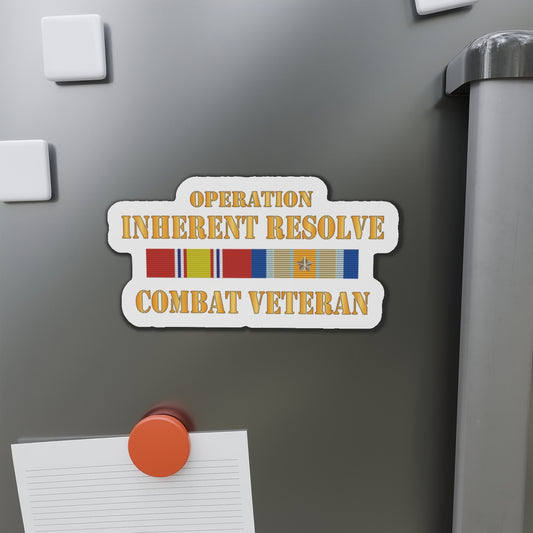 Die-Cut Magnets - Army - Combat Veteran w Opn Inherent Resolve (OIR) SVC Bar  w Txt X 300