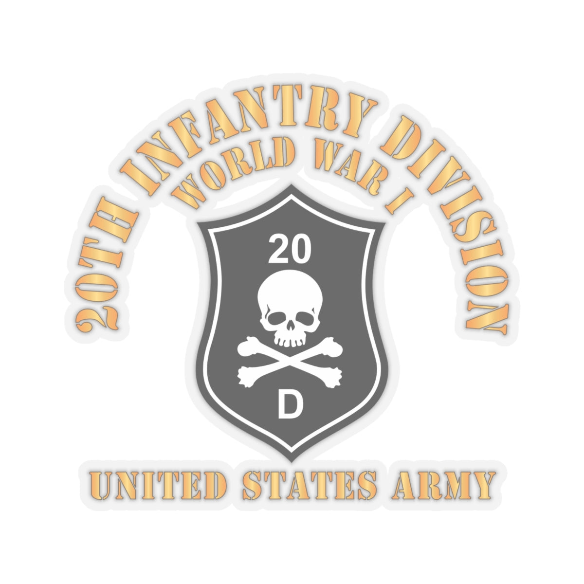 Kiss - Cut Stickers - Army - SSI - 20th Infantry Division  - WWI - US Army X 300