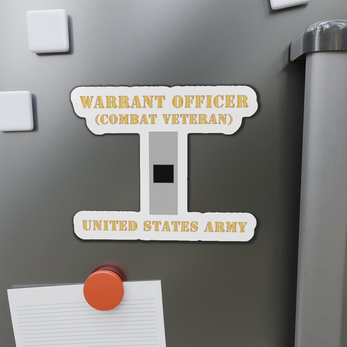 Die-Cut Magnets -SSI - Army - Warrant Officer - W01 - Combat Veteran - Flat X 300