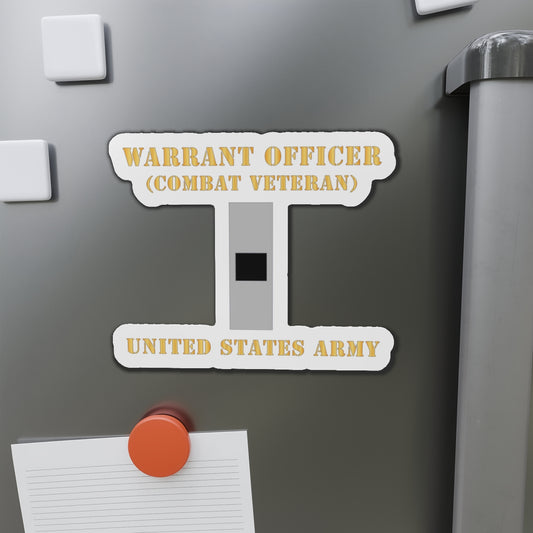 Die-Cut Magnets -SSI - Army - Warrant Officer - W01 - Combat Veteran - Flat X 300