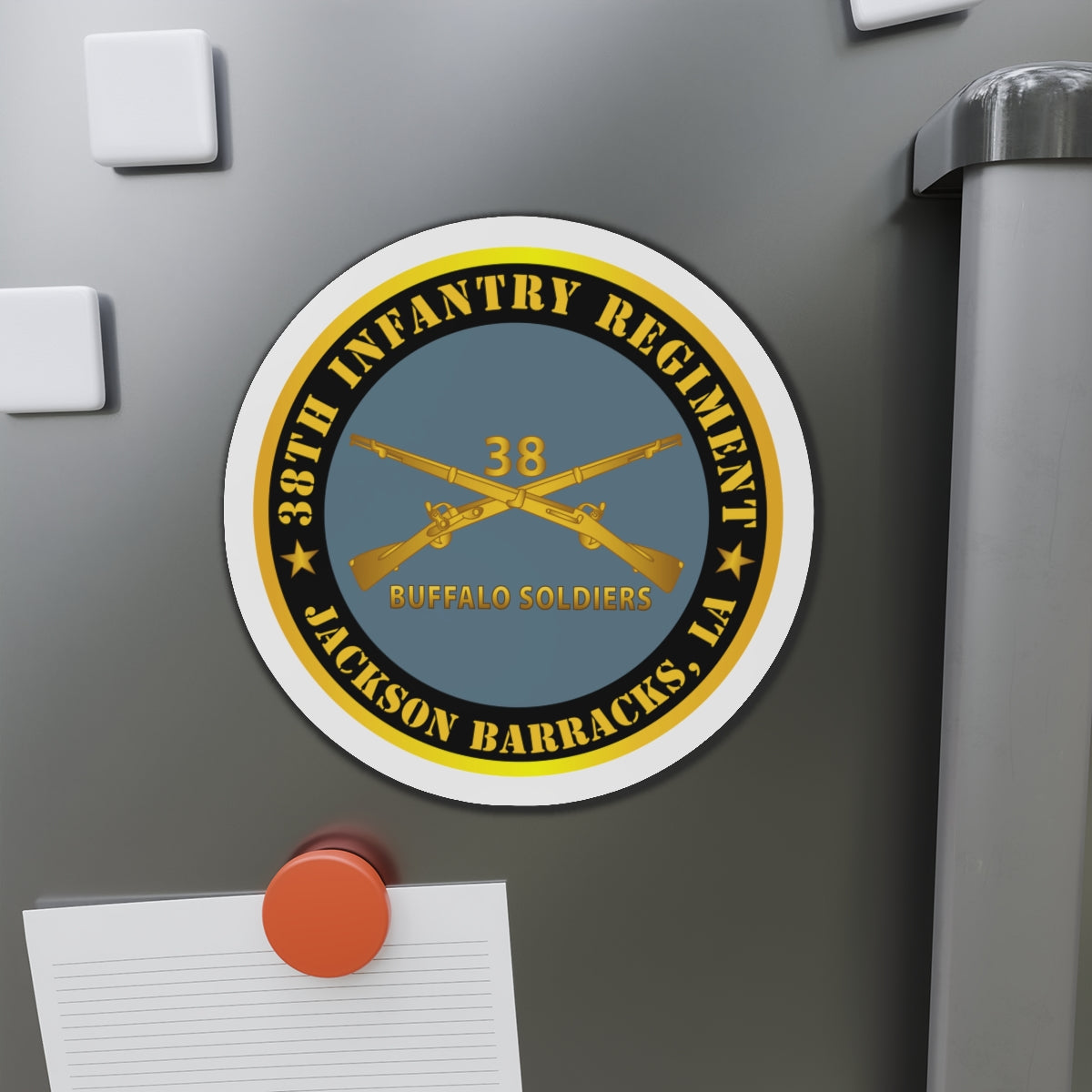 Die-Cut Magnets - 38th Infantry Regiment - Buffalo Soldiers - Jackson Barracks, LA w Inf Branch