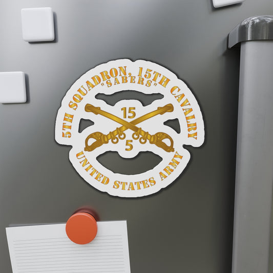 Die-Cut Magnets - Army -  5th Squadron, 15th Cavalry - Sabers w Br