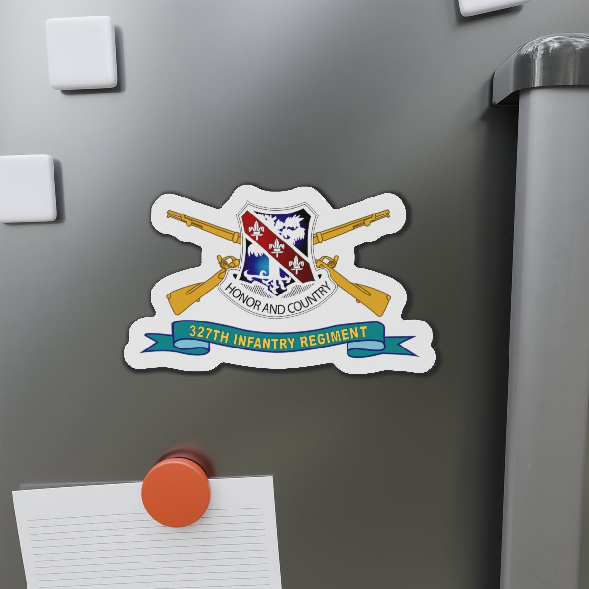 Die-Cut Magnets - 327th Infantry Regiment - DUI w Br - Ribbon X 300