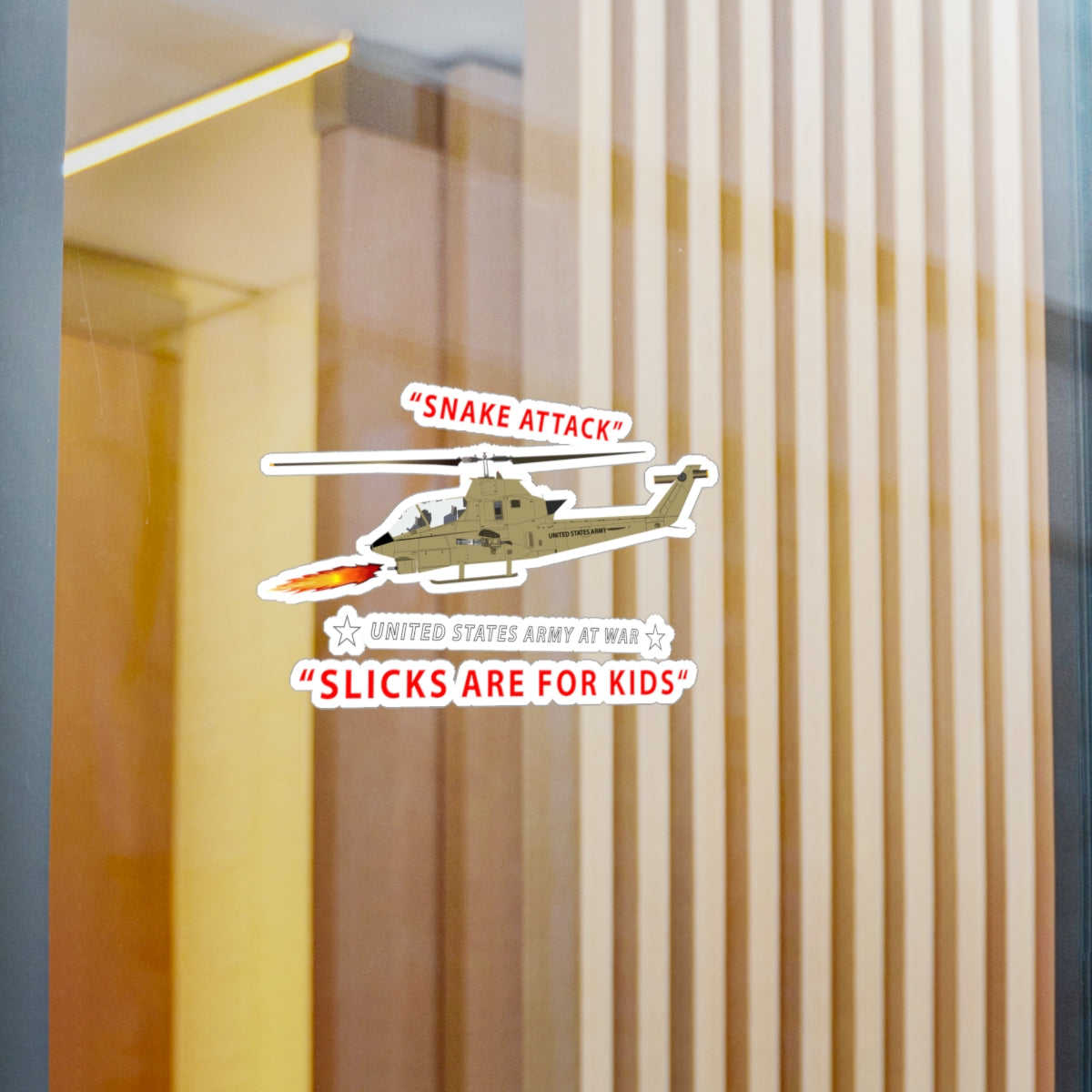 Kiss-Cut Vinyl Decals - Army - AH-1 Cobra - Snake Attack - Slicks are for Kids