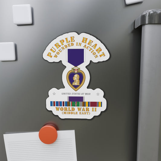 Die-Cut Magnets - Purple Heart - WIA w WWII SVC w Purple Heart - Middle East