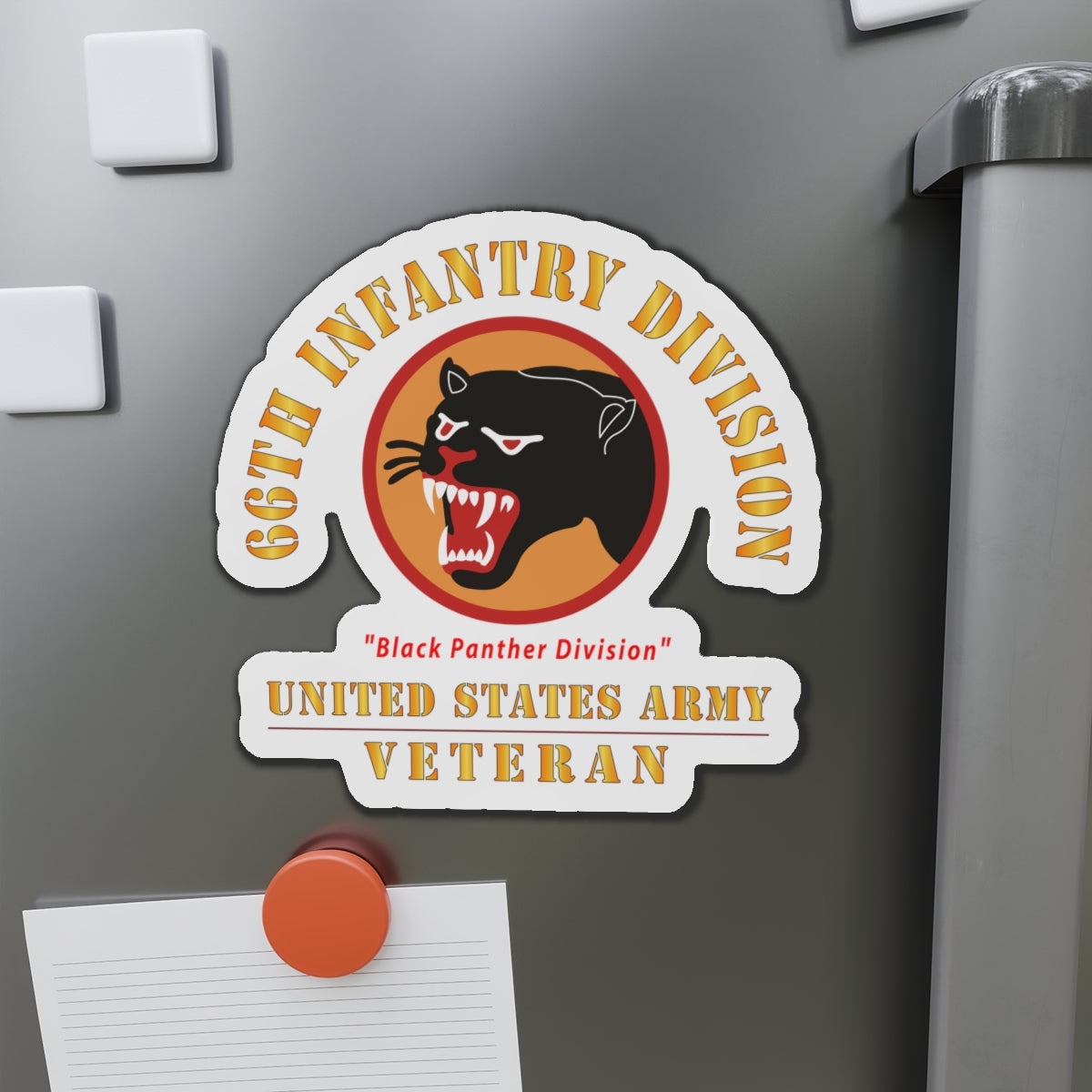 Die-Cut Magnets - Army - SSI - 66th Infantry Division - Black Panther Division - US Army Veteran X 300