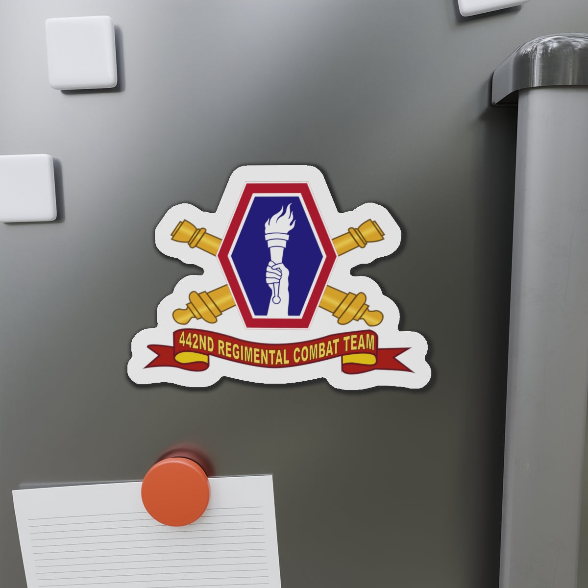 Die-Cut Magnets -SSI - Army - 442nd Infantry Regimental Combat Team w Artillery Br - SSI - Ribbon X 300