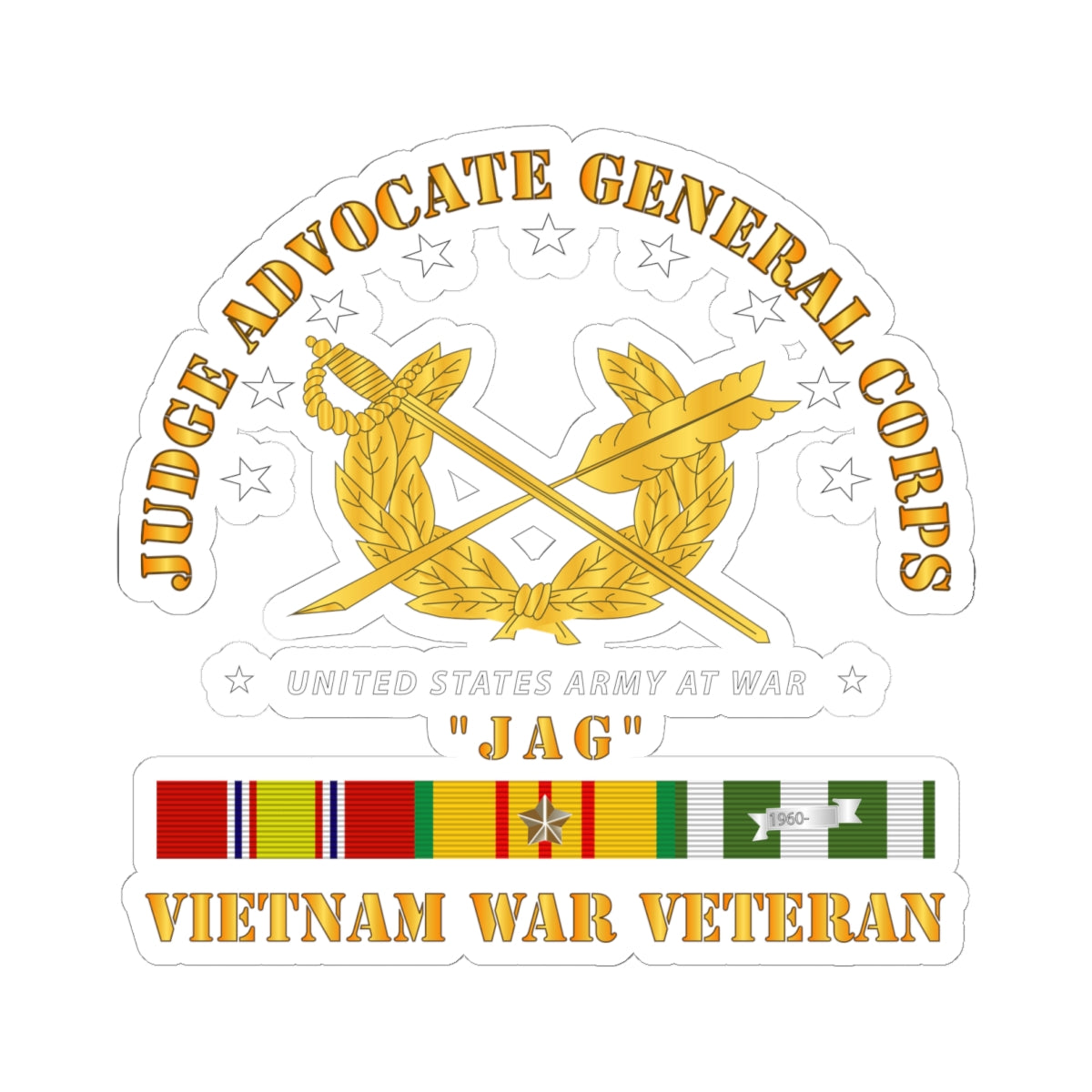 Kiss-Cut Stickers - Army - JAG Branch w VN SVC
