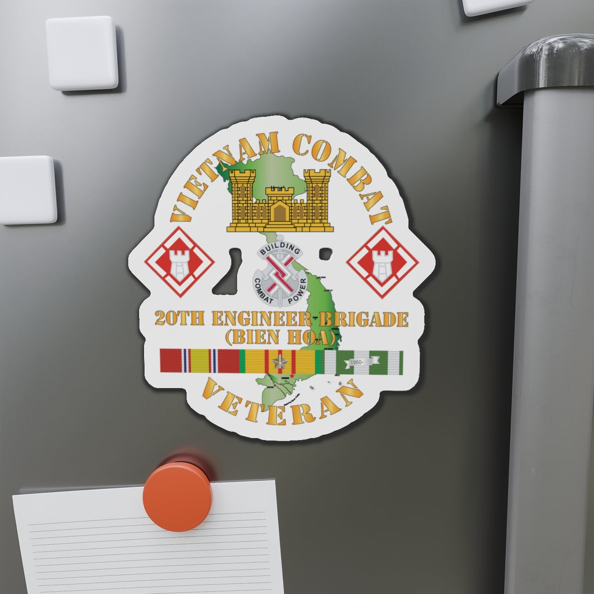 Die-Cut Magnets -SSI - Army - Vietnam Combat Veteran w 20th Engineer Brigade  SSI - BIEN HOA X 300