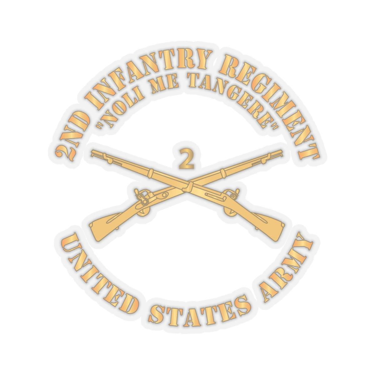 Kiss - Cut Stickers - Army - 2nd  Infantry Regiment Branch - Noli Me Tangere - US Army X 300