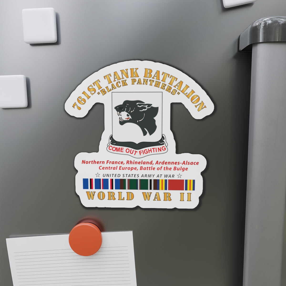 Die-Cut Magnets -SSI -Army - 761st Tank Battalion - Black Panthers - WWII  EU SVC