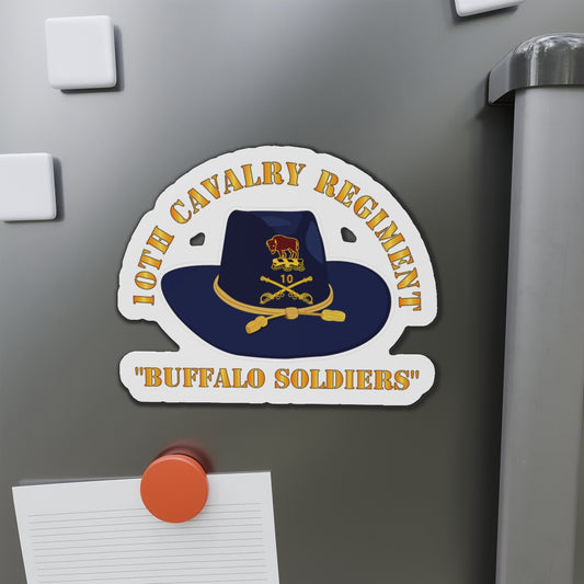 Die-Cut Magnets - 10th Cavalry Regiment w Cav Hat - Buffalo Soldiers