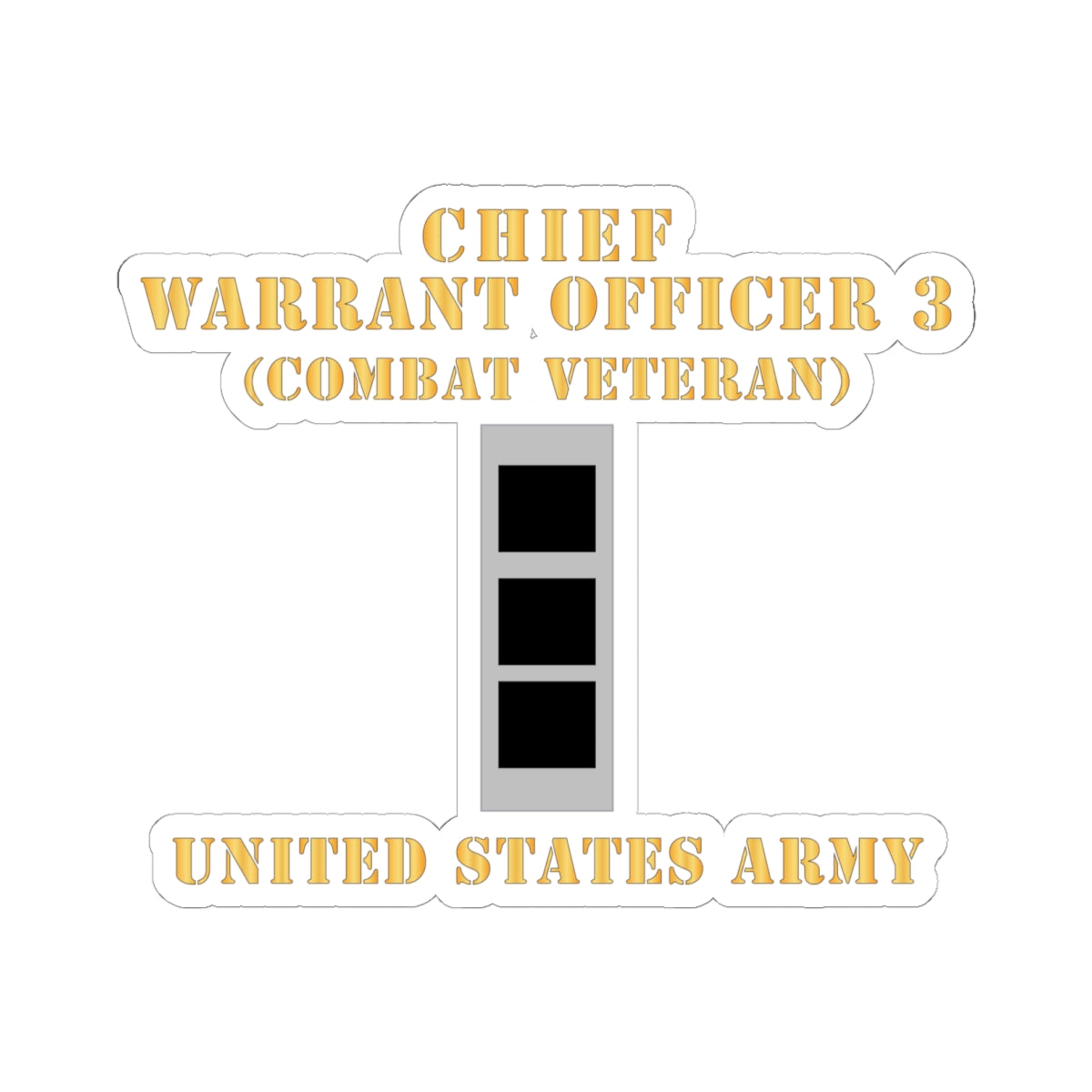 Kiss-Cut Stickers - Army - Chief Warrant Officer 3 - CW03 - Combat Veteran - Flat - X 300