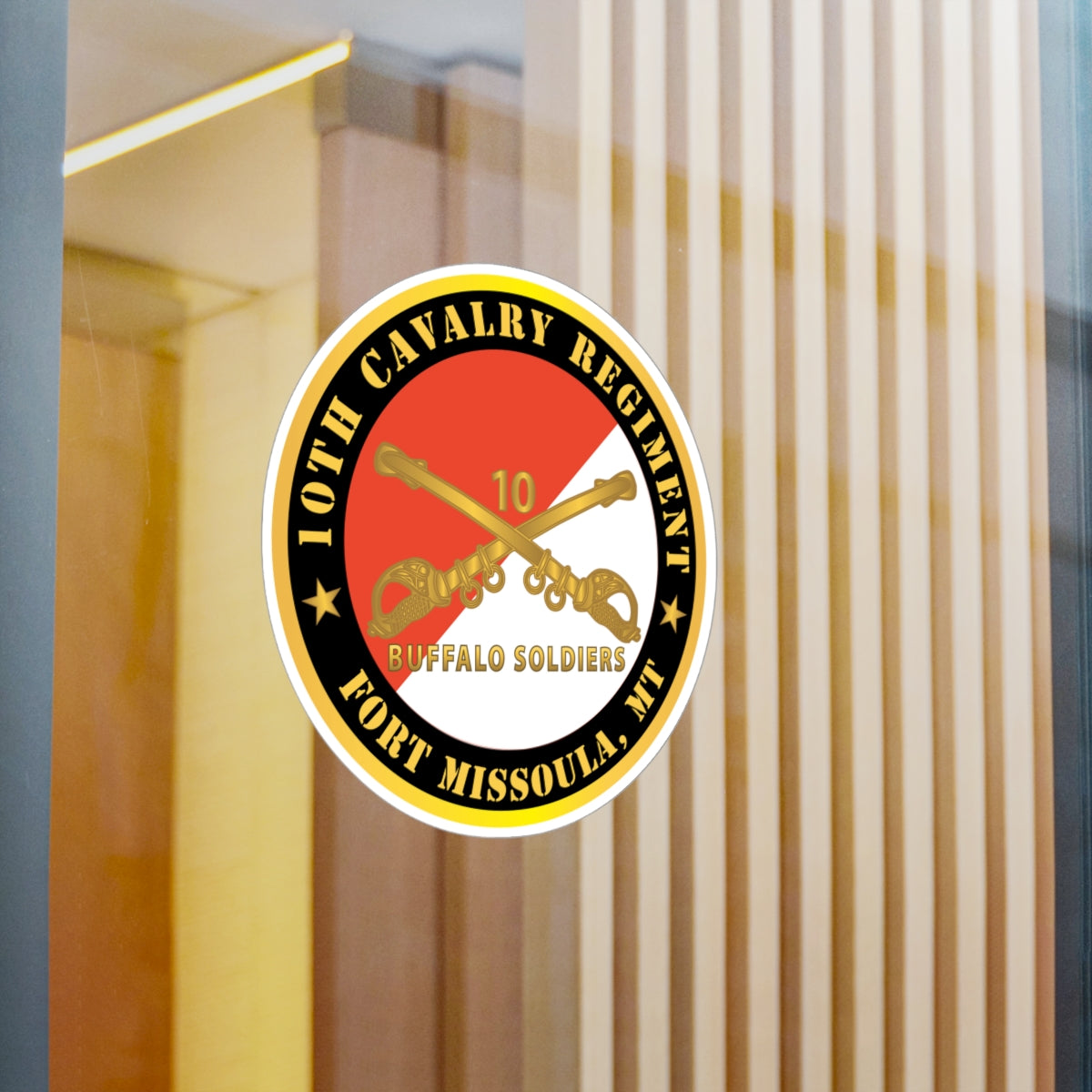 Kiss-Cut Vinyl Decals - Army - 10th Cavalry Regiment - Fort Missoula,  MT - Buffalo Soldiers w Cav Branch