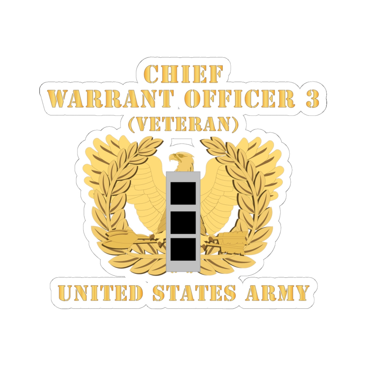 Kiss-Cut Stickers - Army - Chief Warrant Officer - CW03 - Veteran - Flat - Eagle and Bar X 300