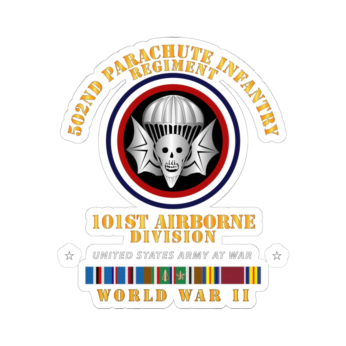 Kiss-Cut Stickers - Army  - 502nd PIR 101st Airborne Div - WWII w EUR SVC
