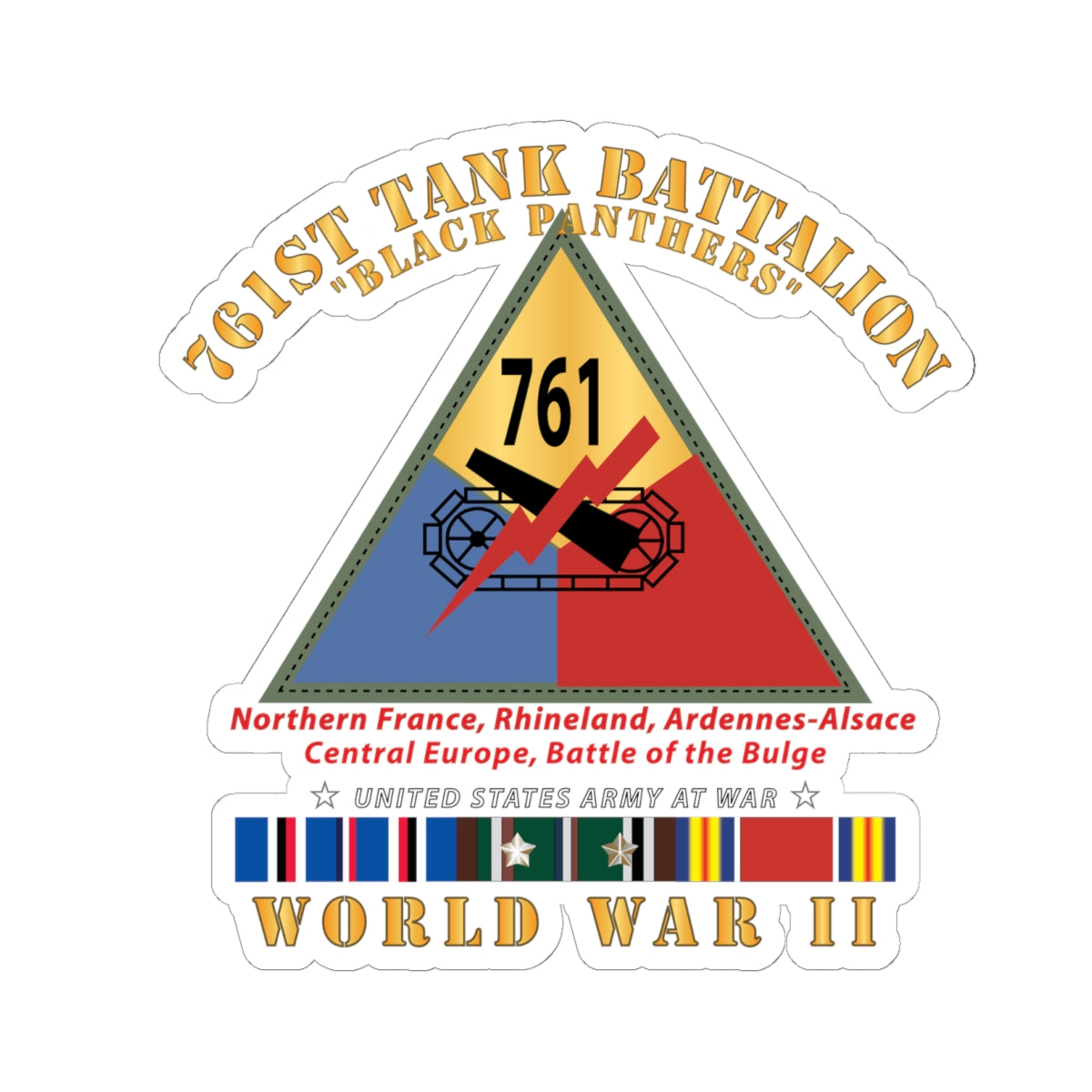 Kiss-Cut Stickers - Army - 761st Tank Battalion - Black Panthers - w SSI WWII  EU SVC
