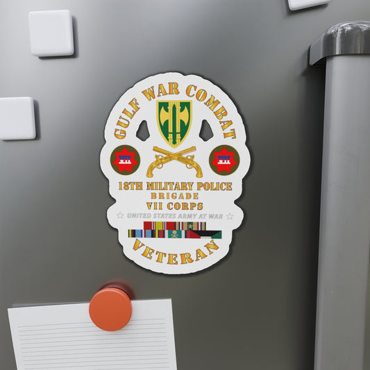 Die-Cut Magnets - Army - Gulf War Combat Vet - 18th MP Brigade - VII Corps w GULF SVC