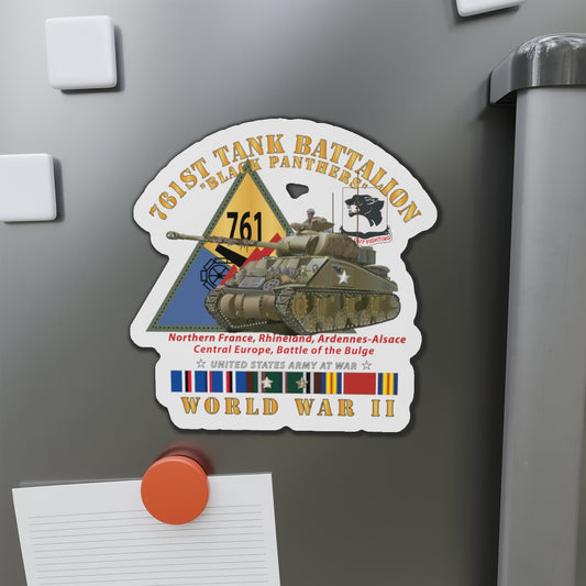 Die-Cut Magnets -SSI -Army - 761st Tank Battalion - Black Panthers - w Tank w SSI WWII  EU SVC