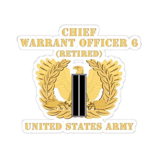 Kiss-Cut Stickers - Army - Chief Warrant Officer - CW06 - Retired - Flat - Eagle and Bar X 300