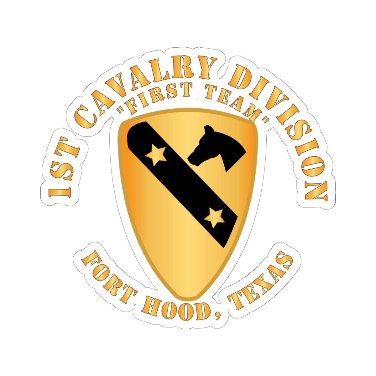 Kiss-Cut Stickers -Army - 1st Cavalry Division - DUI - Ft Hood, TX X 300