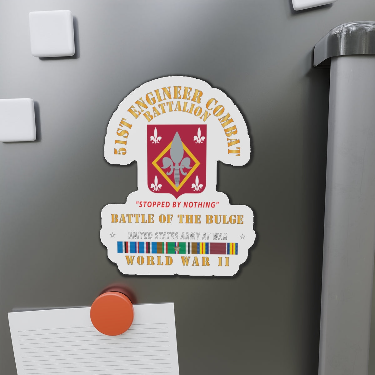 Die-Cut Magnets - 51st Engineer Combat Battalion - Stopped by Nothing - Bulge -  EUR SVC X 300