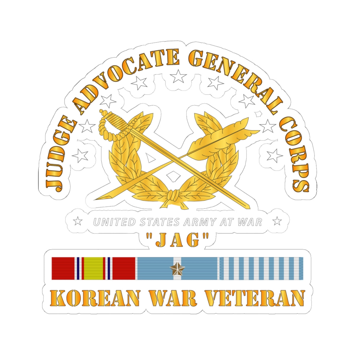 Kiss-Cut Stickers - Army - JAG Branch w KOREAN SVC
