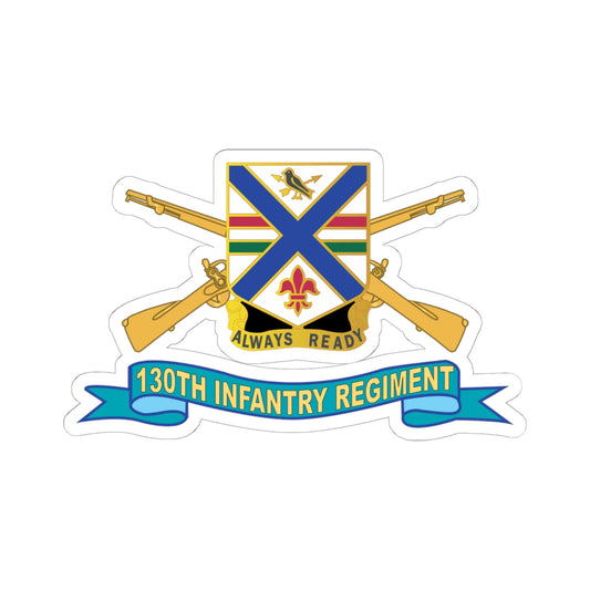 Kiss-Cut Stickers - Army - 130th Infantry Regiment - DUI w Br - Ribbon X 300