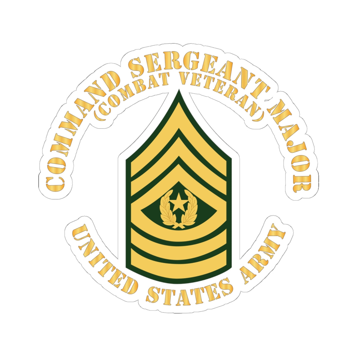 Kiss-Cut Stickers - Army - Command Sergeant Major - CSM - Combat Veteran - Flat X 300