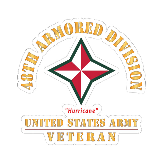 Kiss-Cut Stickers - Army - SSI - 48th Armored Division - Hurricane - US Army Veteran X 300