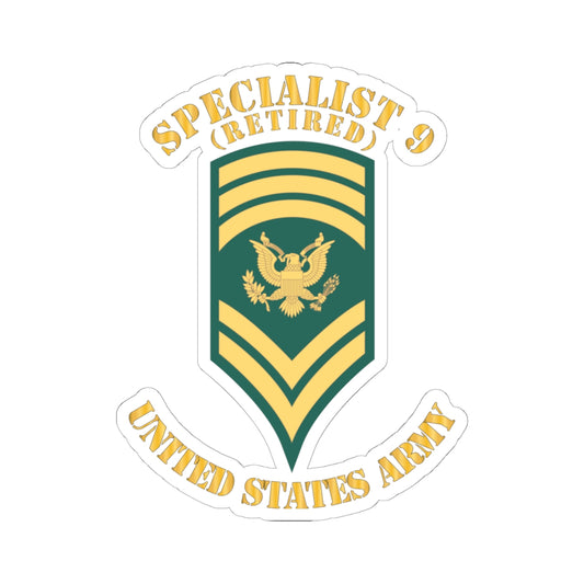 Kiss-Cut Stickers Army - Army - Enlisted - SPEC 9 - Specialist 9  - Std - Retired X 300