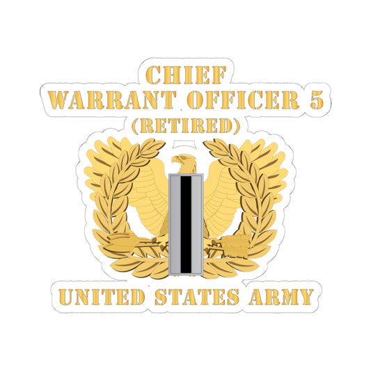 Kiss-Cut Stickers - Army - Chief Warrant Officer - CW05 - Retired - Flat - Eagle and Bar X 300
