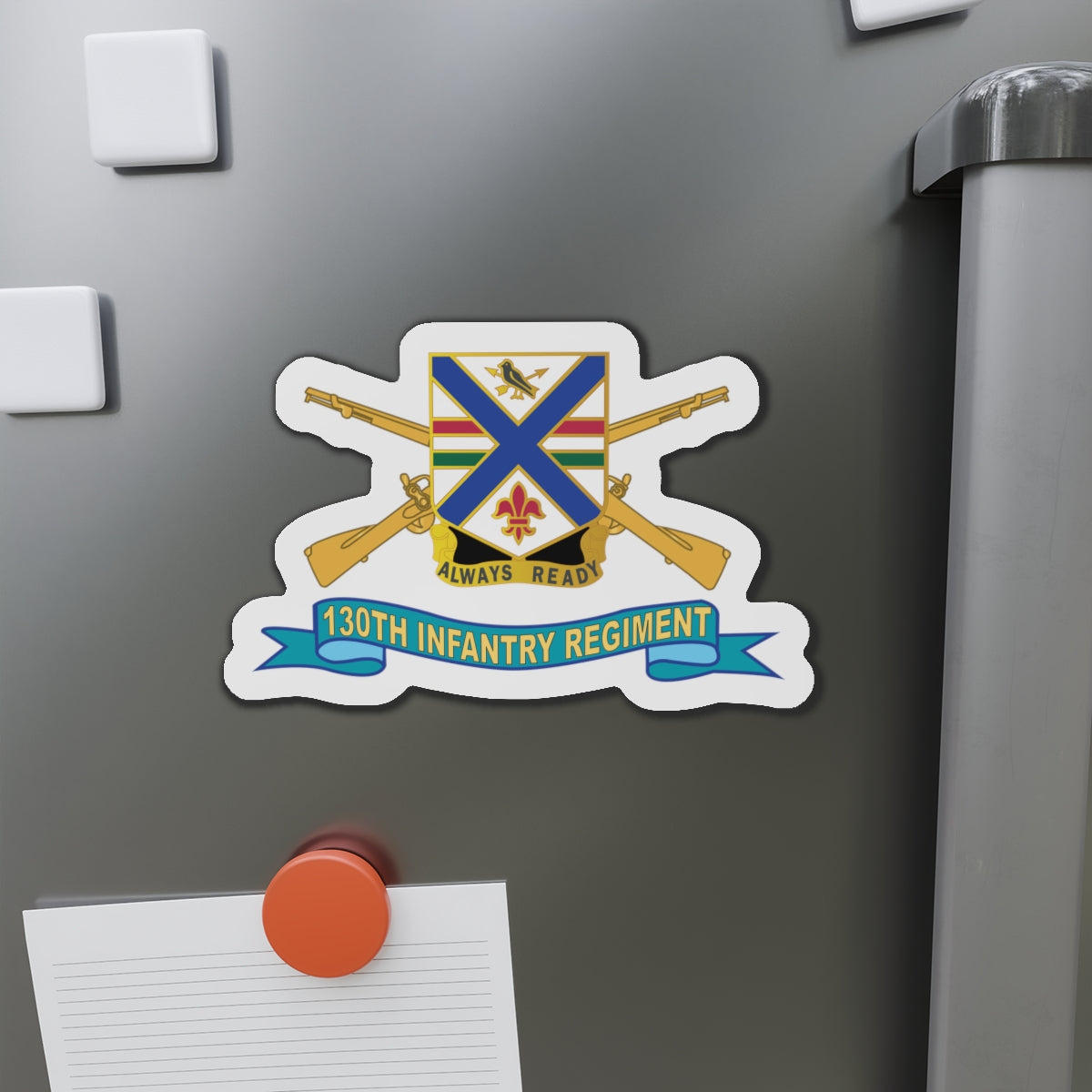 Die-Cut Magnets - Army - 130th Infantry Regiment - DUI w Br - Ribbon X 300