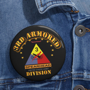 Custom Pin Buttons - 3rd Armored Division - Spearhead