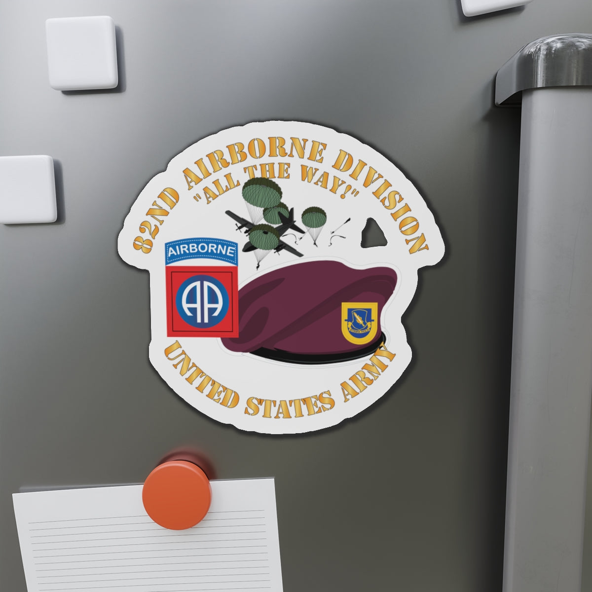 Die-Cut Magnets - Army - 82nd Airborne Div - Beret - Mass Tac - Maroon  - 1 - 504th Infantry wo DS X 300