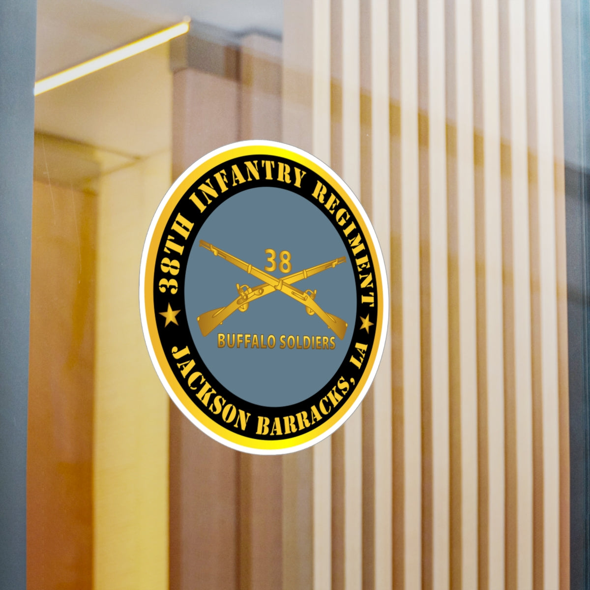 Kiss-Cut Vinyl Decals - Army - 38th Infantry Regiment - Buffalo Soldiers - Jackson Barracks, LA w Inf Branch