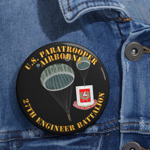 Custom Pin Buttons - United States Paratrooper - 27th Engineer Battalion