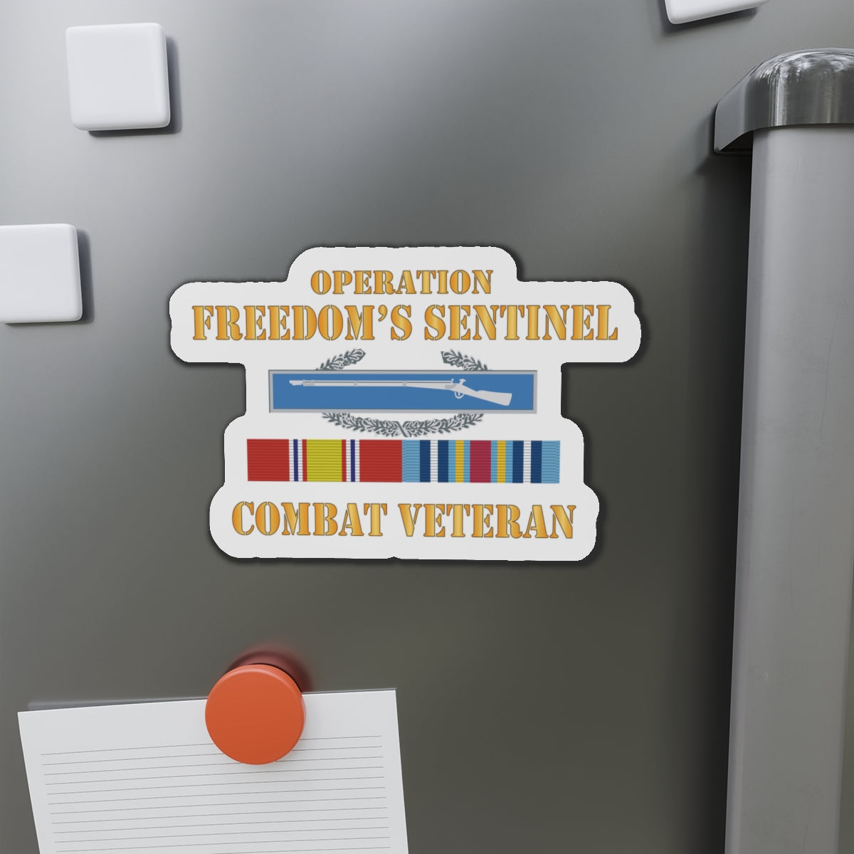 Die-Cut Magnets - Army -  Operation Freedoms Sentinel (OFS) SVC Bar  w CIB - Combat Veteran X 300