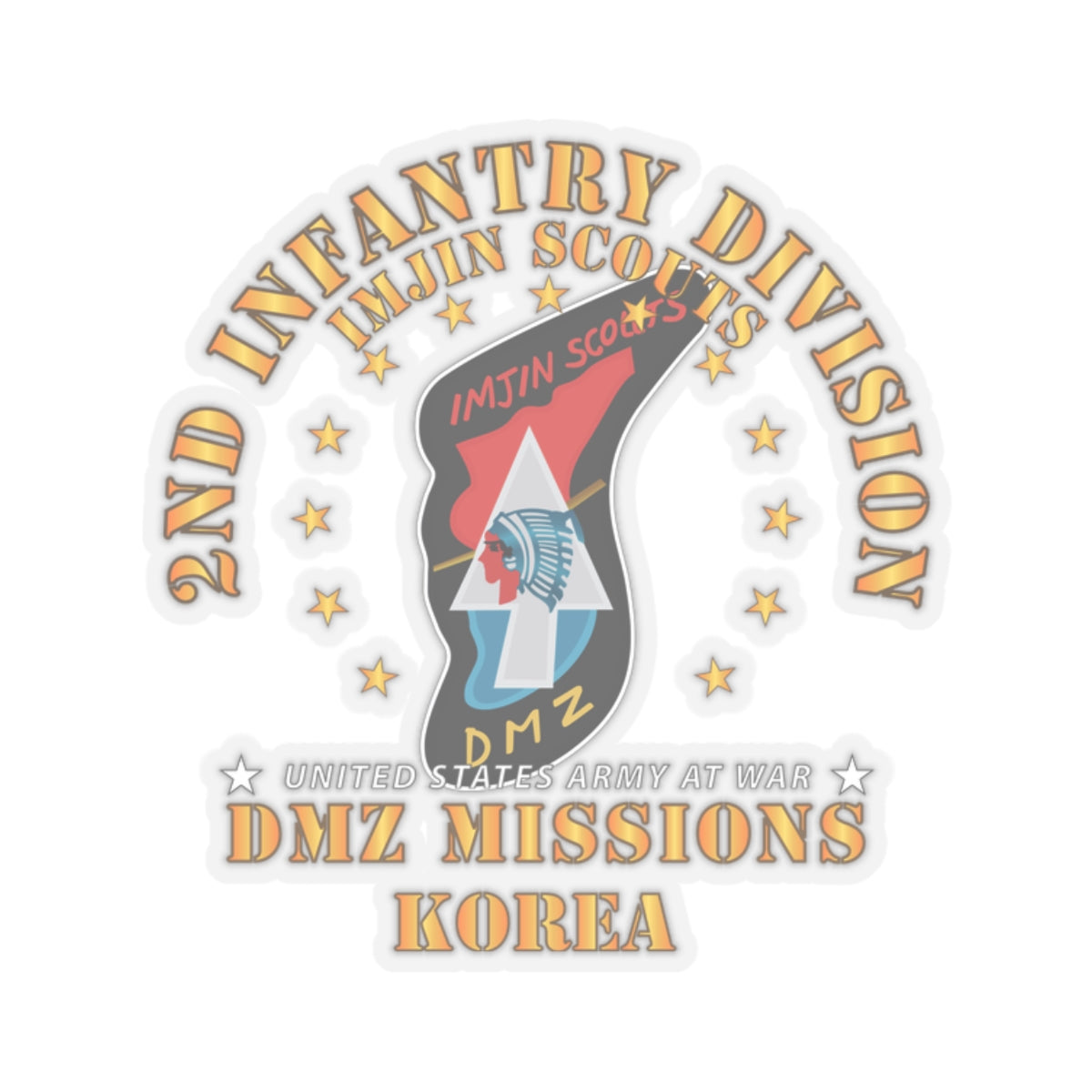 A kiss-Cut Stickers depicting the 2nd Infantry Division ImJin Scout DMZ Missions
