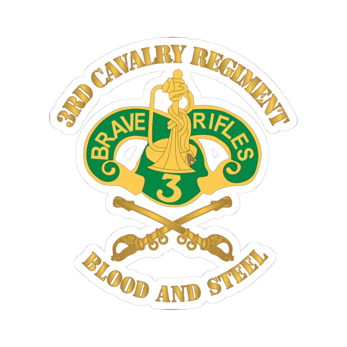 Kiss-Cut Stickers - 3rd Cavalry Regiment DUI - Blood and Steel