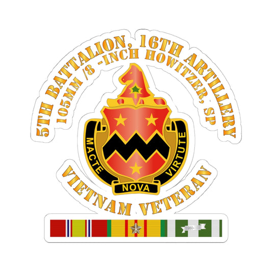 Kiss-Cut Stickers - 5th Battalion, 16th Artillery w SVC Ribbon V2