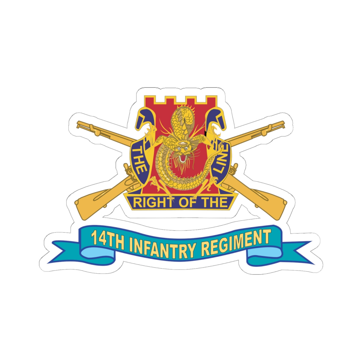 Kiss-Cut Stickers - 14th Infantry Regiment w Br - SSI - Ribbon X 300