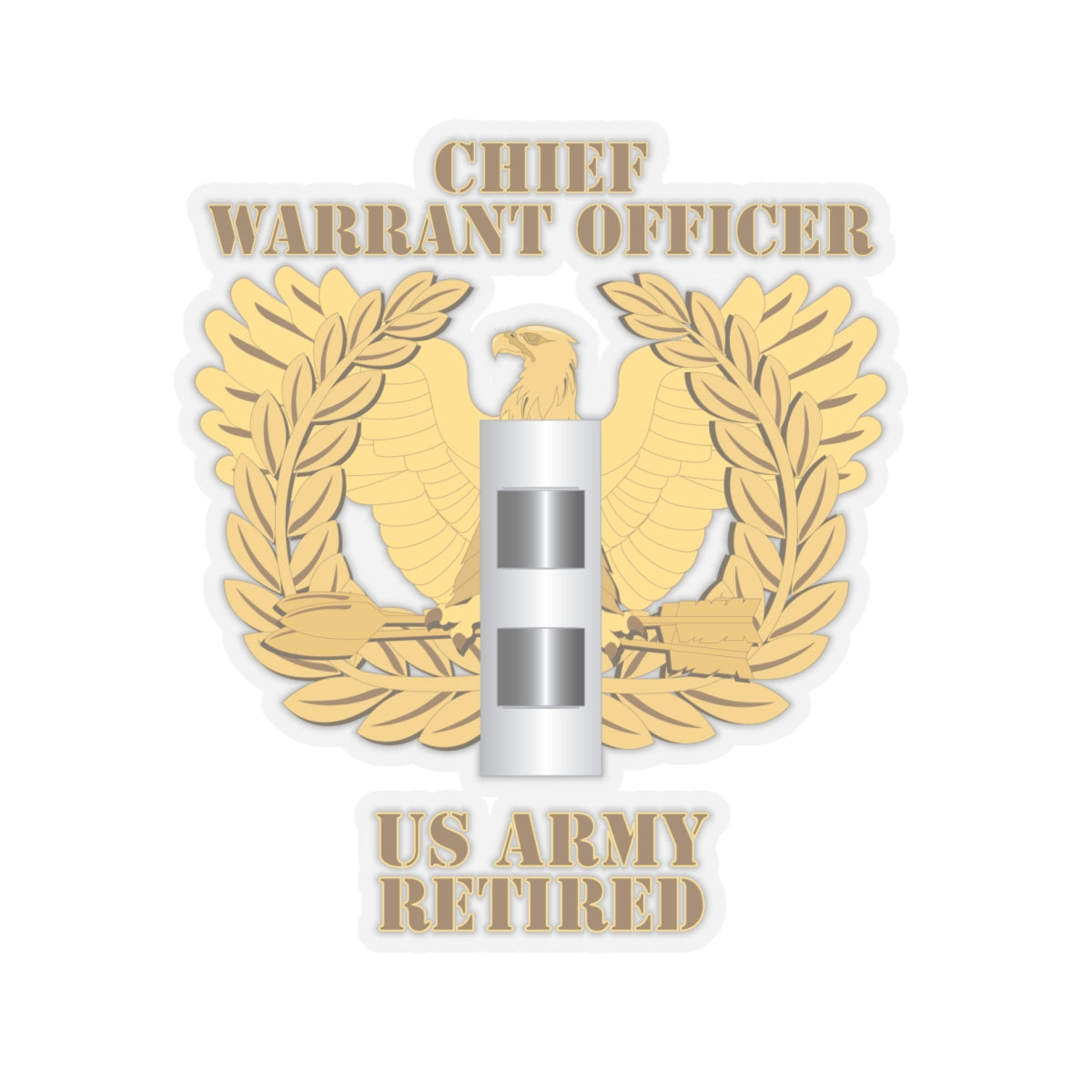 Kiss-Cut Stickers - Emblem - Warrant Officer - CW2 - Retired