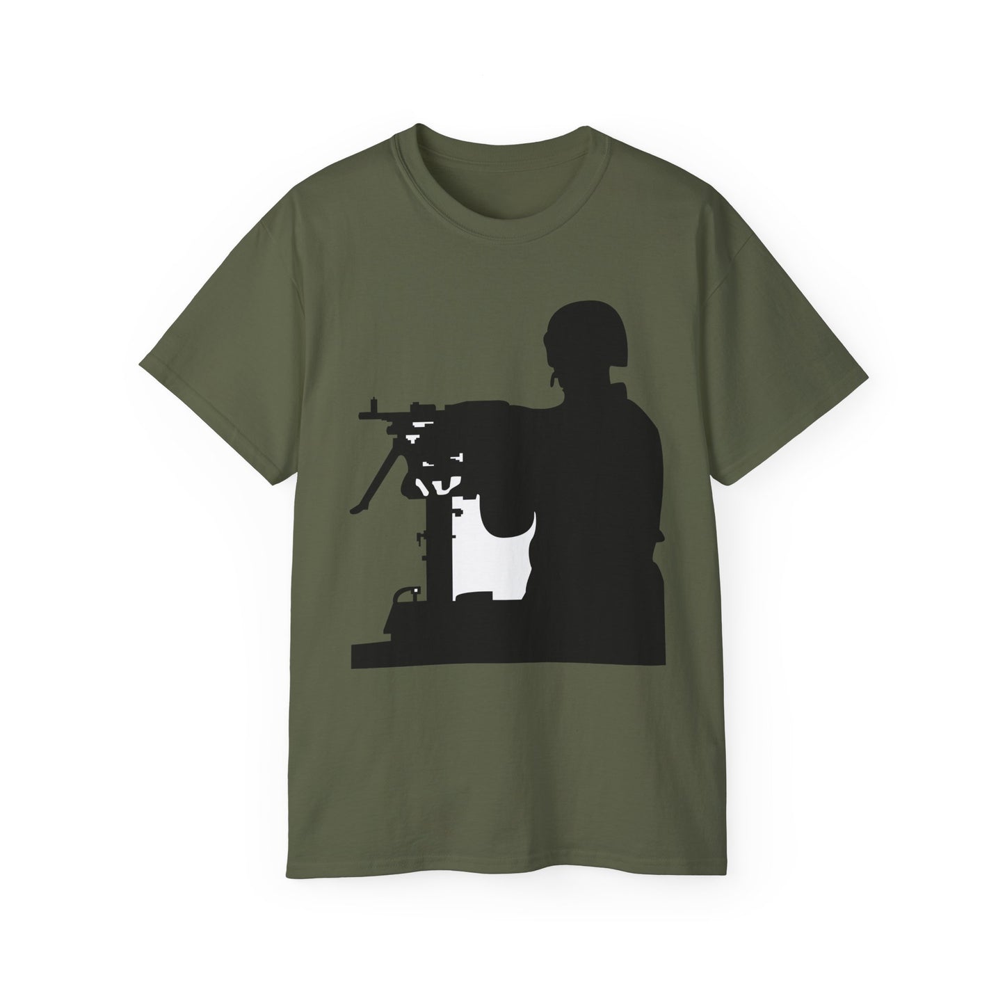 Unisex Ultra Cotton Tee - Army - Soldier - MG Vehicle Mounted - Silhouette X 300